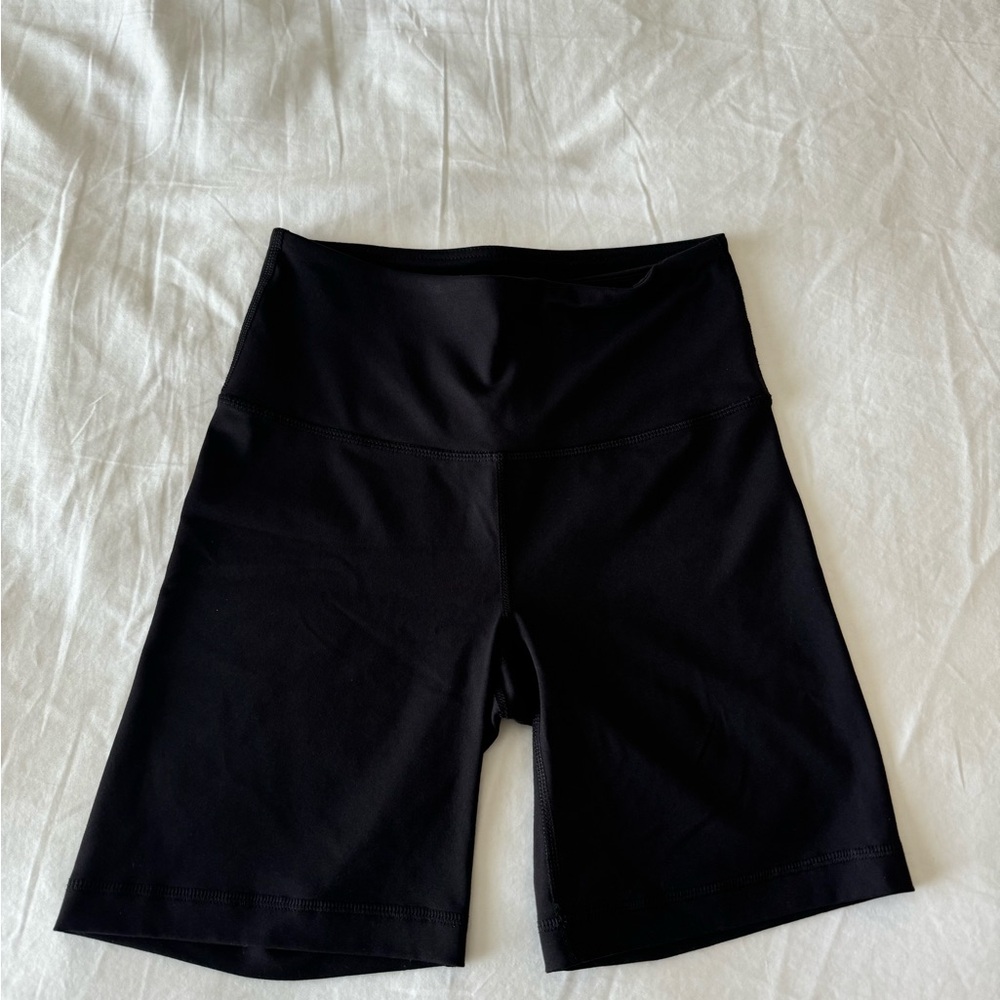 Solid Black 7” Biker Shorts